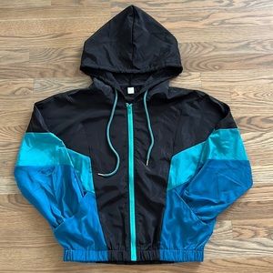 SweatyRocks Windbreaker Jacket Small Women's Lightweight Patchwork Zipper Track